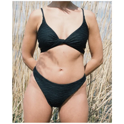 Anekdot Damen vegan Jacquard Skyline Slim Bikini Bottom Schwarz