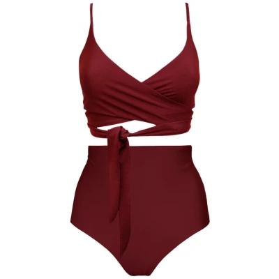 Anekdot Damen vegan Lin + Core High Bikini-Set Merlot