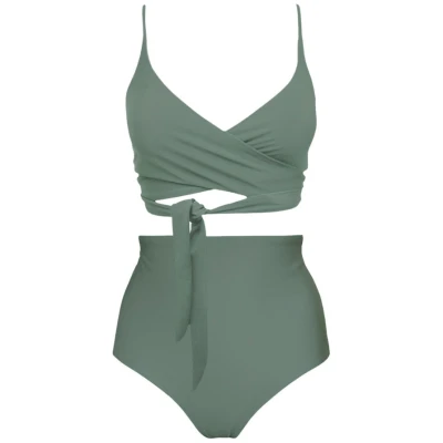 Anekdot Damen vegan Lin + Core High Bikini-Set Salbei