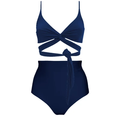 Anekdot Damen vegan Lin + Core Hohes Bikini-Set Navy