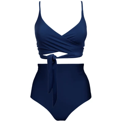 Anekdot Damen vegan Lin + Core Hohes Bikini-Set Navy