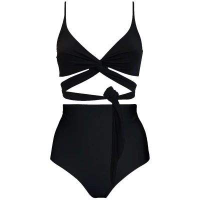 Anekdot Damen vegan Lin + Core Hohes Bikini-Set Schwarz
