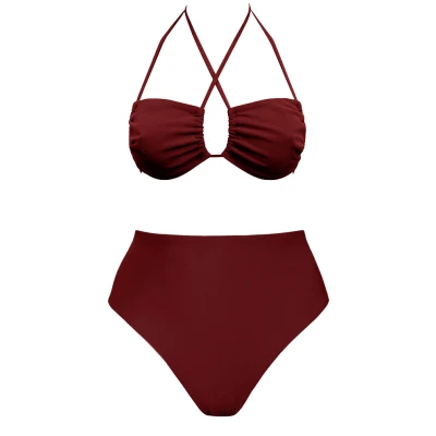 Anekdot Damen vegan Low Versatile + Skyline High Bikini Set Merlot