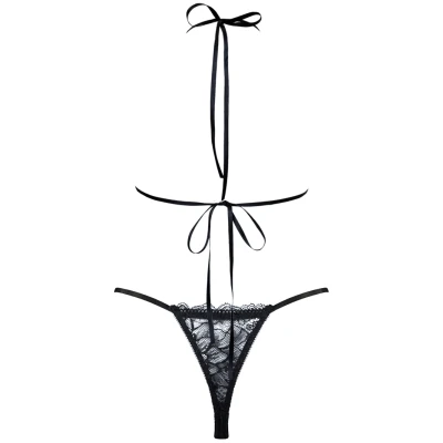 Anekdot Damen vegan Set Tanga & Bralette Kirschblüte Schwarz