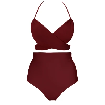 Anekdot Damen vegan Versatile + Core High Bikini Set Merlot Rot