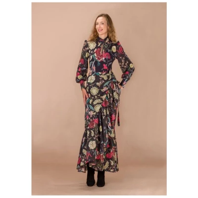 Atelier SNOW Set Body mit Schleifenkragen + Maxi-Wickelrock Camellia