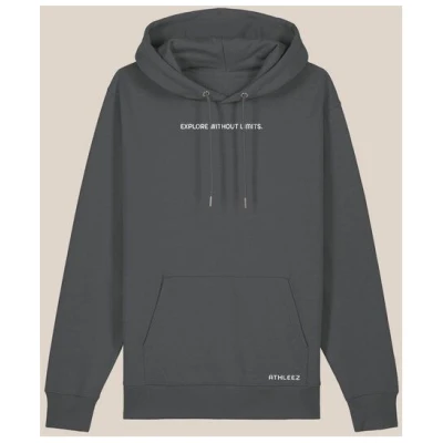 Athleez "EXPLORE WITHOUT LIMITS" Heavy Hoodie - 100% Bio-Baumwolle - 0% Polyester
