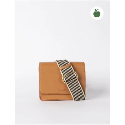 Audrey Mini - Cognac Apple Leather - Structured Crossbody Bag Two Straps