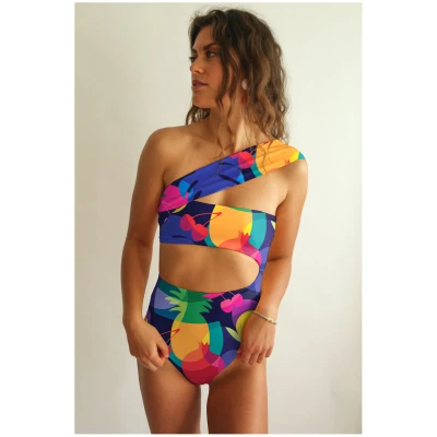 Averie Damen vegan Badeanzug Cut-Out One-Piece Kylie Lush Tropic Print
