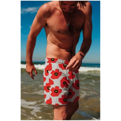 Averie Herren vegan Badeshorts Dylan By Arlo Poppies Rot