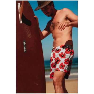Averie Herren vegan Badeshorts Dylan By Arlo Poppies Rot