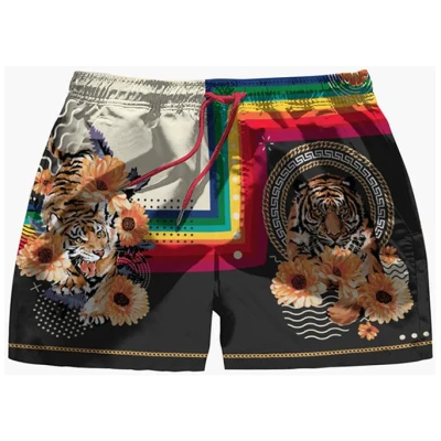 Averie Herren vegan Badeshorts Flatrick By Arlo Royal Print Schwarz & Regenbogen