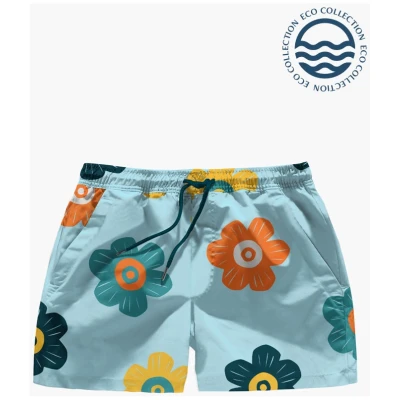 Averie Herren vegan Badeshorts Manzur By Arlo Flower Print On Blau