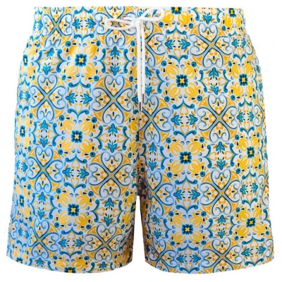 Averie Herren vegan Badeshorts Santiago Von Arlo Mediterranean Mood Blau & Gelb