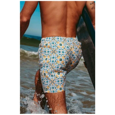 Averie Herren vegan Badeshorts Santiago Von Arlo Mediterranean Mood Blau & Gelb