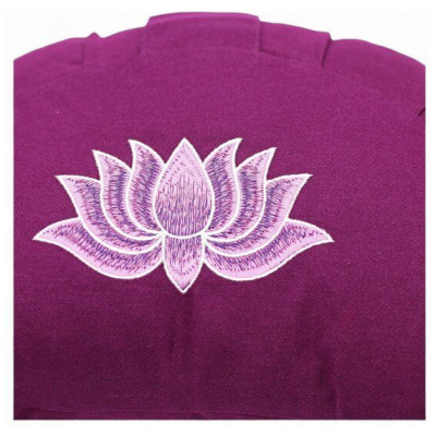 BAGHI Meditationskissen Halbmond kräftige Farben mit Lotus Bestickung im Farbverlauf Bio-Baumwolle kbA