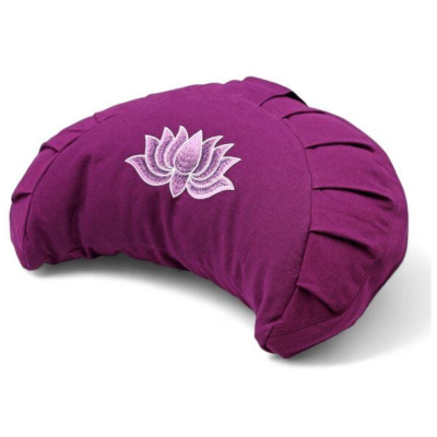 BAGHI Meditationskissen Halbmond kräftige Farben mit Lotus Bestickung im Farbverlauf Bio-Baumwolle kbA