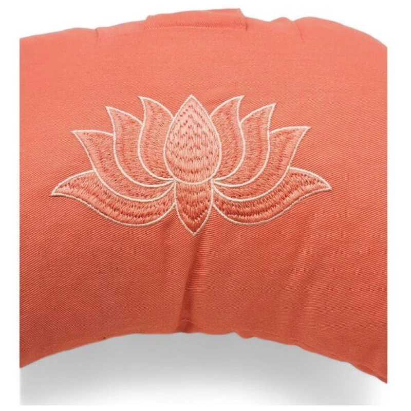 BAGHI Meditationskissen Halbmond pastellige Farben Lotus Bestickung - aus Bio-Baumwolle kbA zertifiziert Sitzhöhe 14 cm