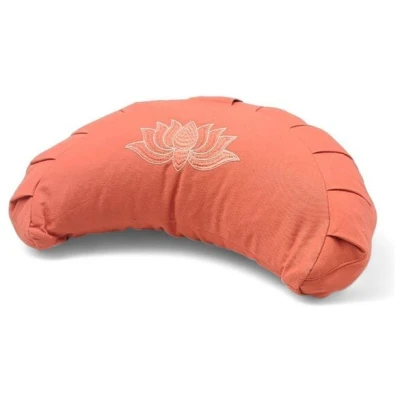 BAGHI Meditationskissen Halbmond pastellige Farben Lotus Bestickung - aus Bio-Baumwolle kbA zertifiziert Sitzhöhe 14 cm