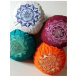 BAGHI Meditationskissen rund mit OM Mandala Bestickung
