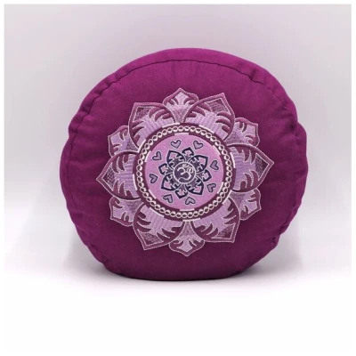 BAGHI Meditationskissen rund mit OM Mandala Bestickung