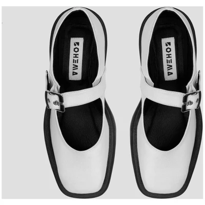 BOHEMA Damen vegan Squared Pumps Weiß