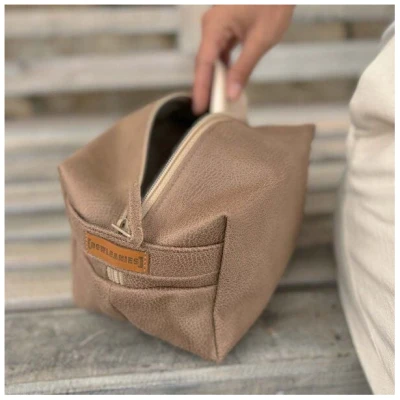 BOWLEANIES TASCHEN Kulturbeutel | Waschbeutel aus Lederfaserstoff