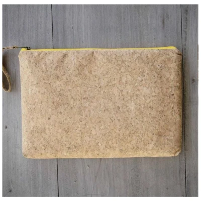 BY COPALA Laptop-Hülle 15" - 16 " Zoll aus Kork mit gelbem Zipper