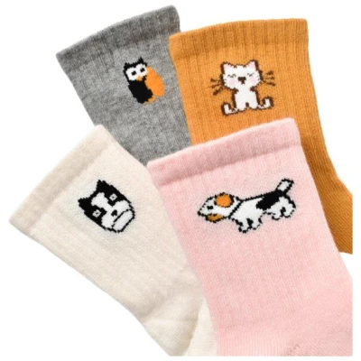 Baby Kinder Socken 4er Pack Animals Tiere GOTS biorganic