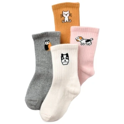 Baby Kinder Socken 4er Pack Animals Tiere GOTS biorganic