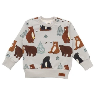 Baby Langarmshirt Bio Baumwolle beige - Walkiddy Baby Bears Sweatshirt 95% Baumwolle, GOTS-zertifiziert, nachhaltig und umweltfreundlich.