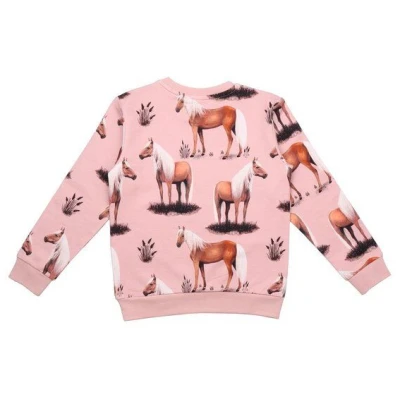 Baby Pullover Walkiddy Rosa Pferde Bio Baumwolle - Nachhaltiges, allergikerfreundliches Sweatshirt aus 95% Bio-Baumwolle & 5% Elasthan, GOTS-zertifiziert.