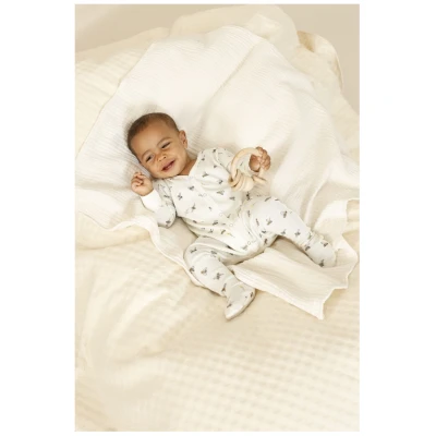 Baby-Strampler Langarm aus reiner Bio-Baumwolle, kokos bedruckt 50/56