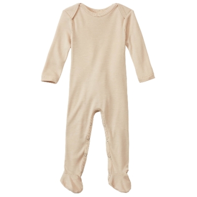 Baby-Strampler aus Merinowolle mit Bio-Seide, stein 50/56