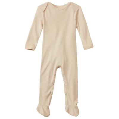Baby-Strampler aus Merinowolle mit Bio-Seide, stein 50/56