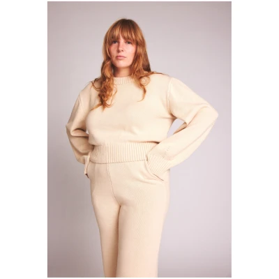 Baìge the Label Damen vegan Strickpullover Cara Hellbeige Natur
