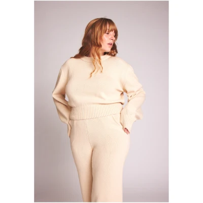 Baìge the Label Damen vegan Strickpullover Cara Hellbeige Natur