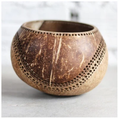 Balu Bowls Kerzenhalter aus Kokosnuss Motiv Maya