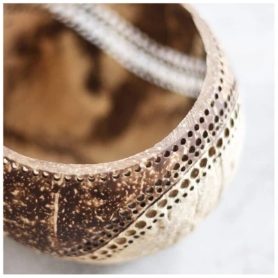 Balu Bowls Kerzenhalter aus Kokosnuss Motiv Maya