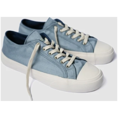 Bamburista Herren vegan Niedrig Sneaker Herren Grasshopper Kawasemo Denim Blau