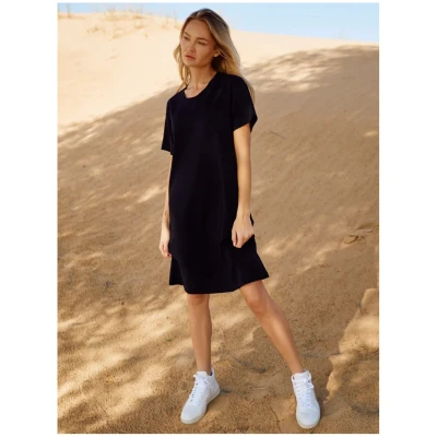 Basic T-Shirt Dress Black - Organic Cotton