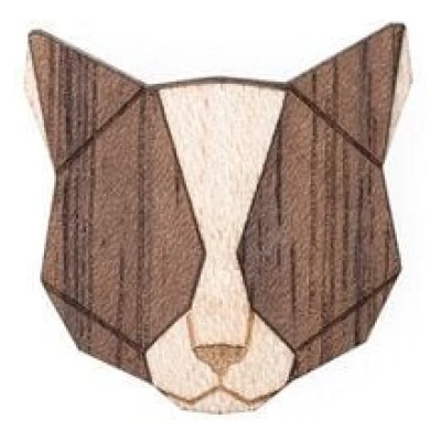BeWooden Brosche aus Holz - Graue Katze | Mode Schmuck