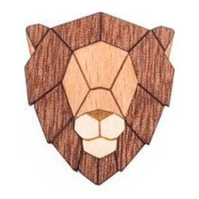 BeWooden Brosche aus Holz | Löwe Motiv - "Lion Brooch" | Mode Schmuck