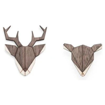 BeWooden Broschen aus Holz - Hirsch + Reh Set | Mode Schmuck