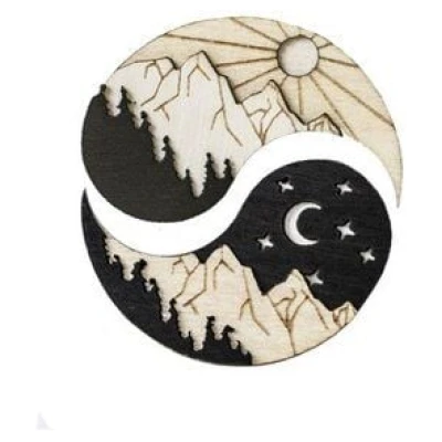 BeWooden Broschen aus Holz für Paare | Mode Schmuck | Tag und Nacht