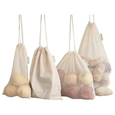 Beewise Wiederverwendbare Netzbeutel 8er Set aus Bio-Baumwolle