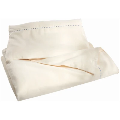 Bettwäsche Bio-Baumwolle Veilchenblau Set - natur mit Bordüre 100x135 / 40x60 cm