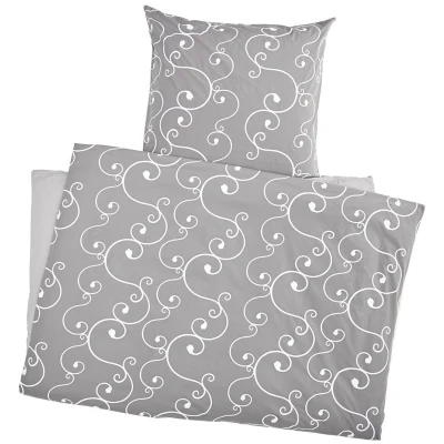 Bettwäsche zum Wenden Bio-Baumwolle Ornament Bettbezug 135 x 200 cm, Kissen 80 x 80 cm