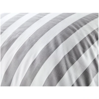Bettwäsche zum Wenden Bio Baumwolle Streifen Grau Bettbezug 135 x 200 cm, Kissen 80 x 80 cm