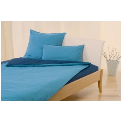 Biber-Wendebettwäsche Bio-Baumwolle azurblau-türkis Set 135x200 / 40x80 cm